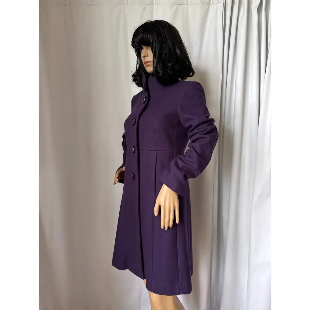 J. Crew Uptown Dress Purple coat pleated stand collar preppy size 2
